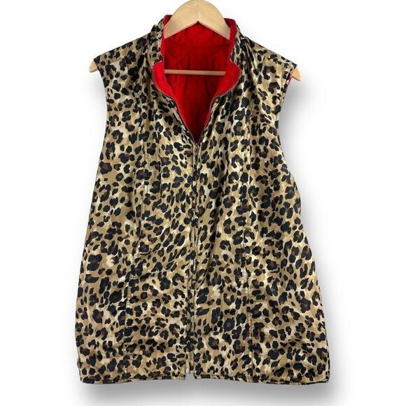 Charter Club Women's Size 2X Reversible Quilted Vest Red and Cheetah Print - Picture 4 of 8